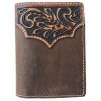 Roper Mens Tri-Fold Wallet (8145100) Tooled Yoke Tan