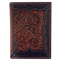 Roper Tri Fold Tooled Leather Wallet (8153100) Dark Brown