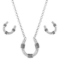 Montana Silversmiths Roped Horseshoe Crystal Jewellery Set (JS6038)