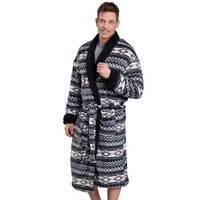 Roper Mens Fleece Robe (7355501) Aztec Black [SD]