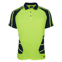 JB's Mens Hi Vis S/S Spider Polo (6HSP) Lime/Navy