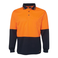 JB's Mens Hi Vis Traditional L/S Polo (6HVPL) Orange [GD]