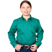Just Country Girls Kenzie Half Button Work Shirt (60606) Dark Green [SD]
