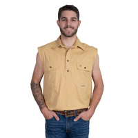 Just Country Mens Jack Sleeveless Half Button Work Shirt (10103SAN) Sand [SD]