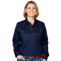 Just Country Womens Jahna Half Button Work Shirt (50505) Navy