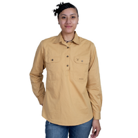 Just Country Womens Jahna L/S Half Button Work Shirt (50505SAN) Sand [SD]
