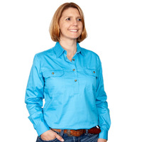 Just Country Womens Jahna Half Button Work Shirt (50505) Sky