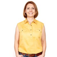 Just Country Womens Kerry Sleeveless Half Button Work Shirt (50503) Mustard [SD]