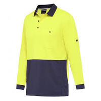 KingGee Hi Vis Workcool Hyperfreeze Spliced L/S Polo (K54235) Yellow [GD]