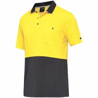 KingGee Hi Vis Workcool Hyperfreeze Spliced S/S Polo (K54205) Yellow [GD]