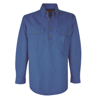 Thomas Cook Heavy Drill 1/2 Button L/S Shirt (TCP1120163) Steel Blue