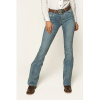 Ringers Western Womens Katherine Cowgirl Mid Rise Bootleg Jeans (217108005) Light Blue 