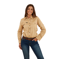 Ringers Western Womens Pentecost River Full Button L/S Work Shirt (171210001) Dark Sand/Melon [SD]