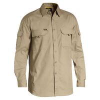 Bisley Mens X Flow Ripstop L/S Shirt (BS6414_BCDR) Khaki [GD]