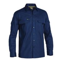 Bisley Mens X Flow Ripstop L/S Shirt (BS6414_BPCT) Navy [GD]
