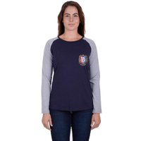 Bullzye Womens Royal L/S Raglan Tee (B3W2506268) Dark Navy/Grey Marle [SD]