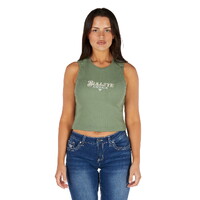 Bullzye Womens Anita Crop Rib Tank (B5S2513465) Moss [SD]