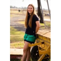 MaryG Womens Old School Panel Shorts (MGOSPGN) Kelly Green/French Navy [GD]