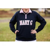 MaryG Womens 1/2 Zip Jumper (MGZCJN) French Navy/Pale Pink [GD]