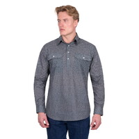 Hard Slog Mens Tomson Half Button L/S Shirt (H5S1126184) Navy/Tan [SD]