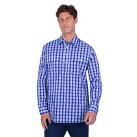 Hard Slog Mens Levers Half Button L/S Shirt (H5S1126188) Royal/White [SD]