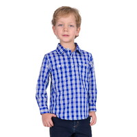 Hard Slog Childrens Levers Half Button L/S Shirt (H5S7101188) Royal/White [SD]