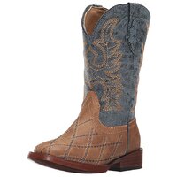 Roper Childrens Cross Cut Western Boots (18900080) Navy/Tan 