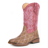 Roper Childrens Cross Cut Western Boots (18900081) Raspberry/Brown 