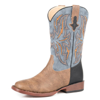 Roper Childrens Big Kids Dalton Western Boots (19900805) Tan/Blue