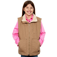 Just Country Childrens Diamantina Sherpa Vest (BWOV2200) Khaki