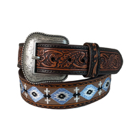 Roper Mens 1.5" Genuine Leather Horse Blanket Design Belt (8653500) Brown [SD]