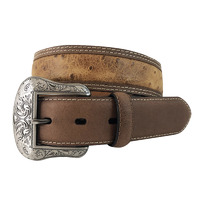 Roper Mens Genuine Ostrich Print Leather 1.5" Belt (9548500) Brown/Tan [SD]