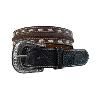 Roper Mens 1.1/2" Buff Milled Genuine Leather Belt (8661500) Brown [SD]