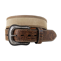 Roper Mens 1.1/2" Genuine Suede Inlay WTH Truscan Bambino Leather End Tabs Belt (8665500) Brown [SD]
