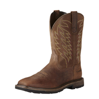 Ariat Mens Groundbreaker Wide Square Toe Steel Toe Western Boots (10021108) Brown