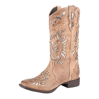 Roper Womens Belle II Vintage Western Boots (21914190) Cream Leather/Metallic Underlay [SD]