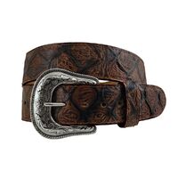 Roper Mens 1.1/2" Leather Pirarucu Belt (8671500) Embossed Cognac [SD]