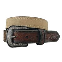 Roper Boys 1.1/4" Roughout Leather with Embossed Tabs Belt (1777300) Brown [SD]