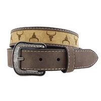 Roper Boys 1.1/4" Leather Steer Head Belt (1779300) Brown Embroidery [SD]