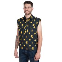 Just Country Mens Logan Half Button Sleeveless Print Shirt (MWNSR240) Black Ale [SD]