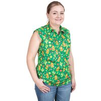 Just Country Womens Lilly Half Button Sleeveless Print Shirt (WWNSR241) Green Cactus [SD]