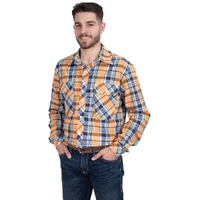Just Country Mens Austin L/S Full Button Print Shirt (MWLS2493) Orange/Navy Plaid [SD]