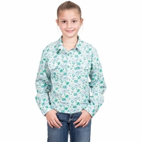 Just Country Girls Harper L/S Half Button Print Shirt (GWLS2482) Jacaranda Paper Daisies [SD]