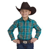 Roper Boys Amarillo Collection L/S Print (30278136) Plaid Green [SD]