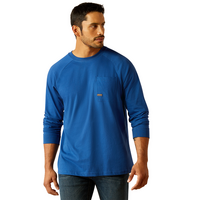 Ariat Mens Rebar Cotton Strong Roughneck L/S Tee (10052837) Glacier Blue [SD]