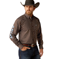 Ariat Mens Team Oak L/S Shirt (10054056) Brown/Light Blue