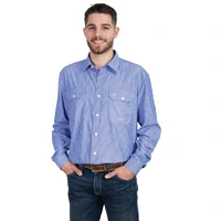 Just Country Mens Evan Bamboo Blend Full Button L/S Work Shirt (MBLS2404) Blue/White Stripe [SD]
