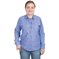Just Country Womens Brooke Bamboo Blend Full Button L/S Work Shirt (WBLS2404) Blue/White Stripe
