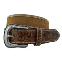 Roper Mens 1.1/2" Suede Leather Tuscan Bambino Tabs Belt (8665500T) Cognac/Tan [SD]