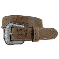 Roper Mens 1.1/2" Genuine Leather Belt (8682500B) Cocoa Brown/Ostrich Print